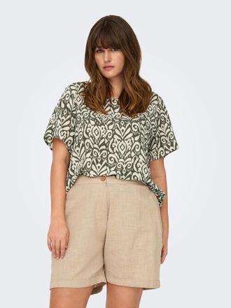 Only Carmakoma Shirtbluse ONLY CARMAKOMA CARVICA SS TOP WVN NOOS, Damen, Gr. 42, tarmac aop:kaja graphic, Web, Obermaterial: 97% Polyester, 3% Elasthan, bedruckt, re