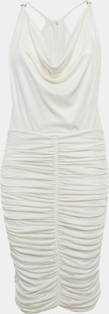 Elisabetta Franchi White Jersey Ruched Bodycon Dress