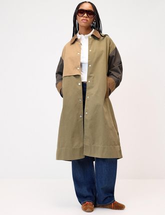Selfhood Womens Colour blocks organic cotton trench coat
