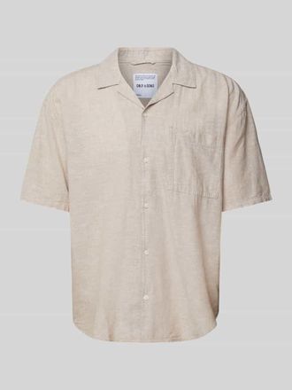 Only & Sons Relaxed Fit Freizeithemd aus Baumwoll-Leinen-Mix Modell CAIDEN in Beige, Gr&ouml;&szlig;e XXL