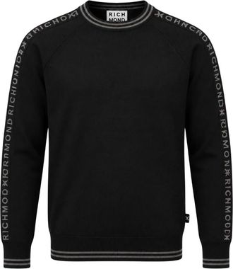 John Richmond Maglione con Bande Logo a Contrasto - - Sweatshirts & Hoodies - Uomo - Nero - XL
