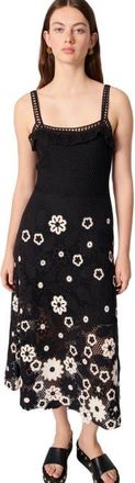 Maje Floral crochet maxi dress in Black /White at Nordstrom, Size 40 Eu