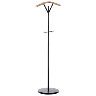 Beliani Perchero De Metal Moderno Pintado Con Detalles En Madera Negro Thomson