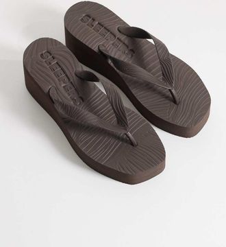 Sleepers Infradito marroni con plateau alto-Marrone