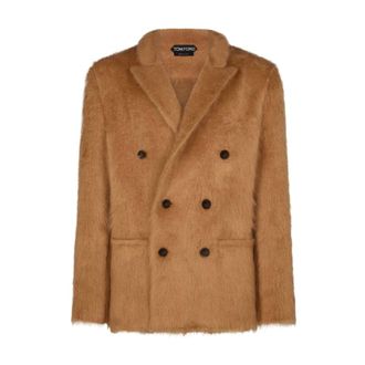 Tom Ford Mohair Caramel Double-Breasted Jacket - male - Tom Ford - Blazers - Brown - M - Jackets