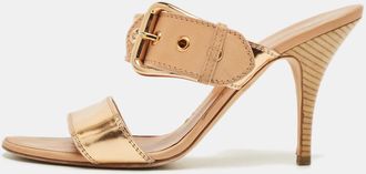 Giuseppe Zanotti Gold Leather Buckle Slide Sandals