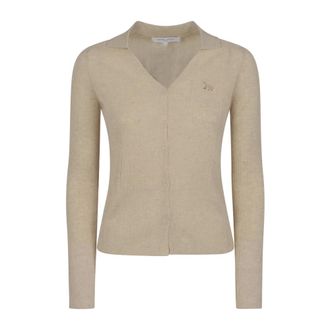Maison Kitsun&eacute; Cardigans, female, Beige, Size: XS Baby Fox Fine Rib Cardigan