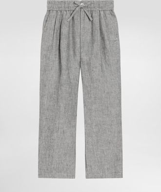 Dolce & Gabbana Jogging Trousers In Washed Linen Canvas - Man Gray 10 Years