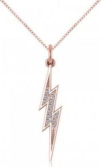 Allurez Diamond Accented Lightning Bolt Pendant Necklace in 14k Rose Gold (0.06ct)