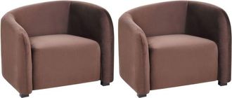 Beliani Set of 2 Armchairs VELTADA Velvet Dark Brown