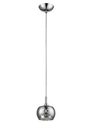 Netlighting Deni 1 Light Glass With Beads Chrome Dome Pendant Ceiling Light in Grey