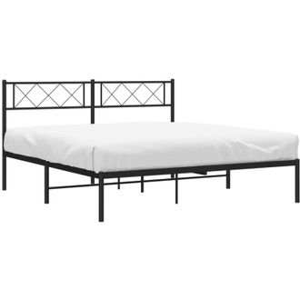 vidaXL Estructura Cama Sin Colch&oacute;n Con Cabecero Metal Negro 150x200 Cm Vidaxl