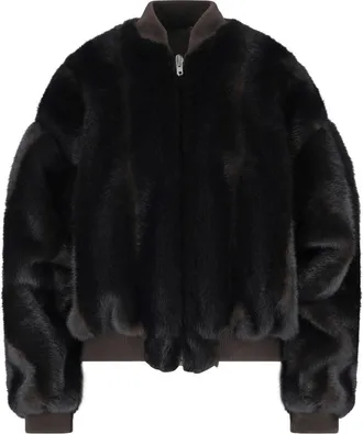 Maison Margiela Brown Faux Fur Bomber Jacket