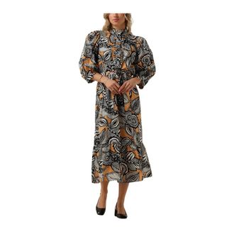 Kudibal Copenhagen Kleedjes, Dames, Veelkleurig, S, Elegante Bruine Midi Jurk