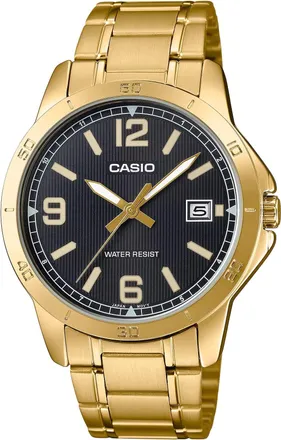 Casio Mens Gold Stainless Steel Watch with Black Dial - MTP-V004G-1BUDF