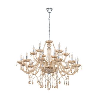 Loops Pendant Light Colour Chrome Shade Cognac Coloured Glass Bulb E14 18x40W in Clear