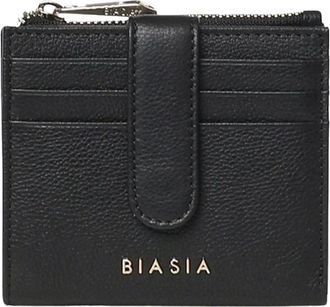Francesco Biasia Accessoires, Dames, Zwart, ONE Size, Leer, Button Wallet