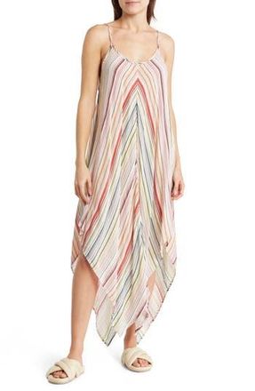 Elan Stripe Asymmetric Hem Cover-Up Sundress in Multi-Stripe at Nordstrom Rack, Size Medium