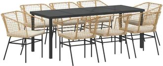 vidaXL vidaXL Garden Dining Set 9 pcs Brown Poly Rattan