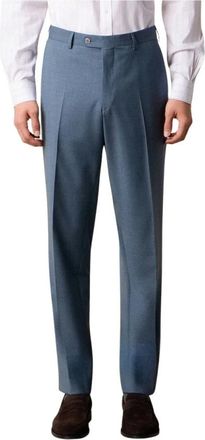 Brooks Brothers Virgin Wool Plain Broeken - Heren - Nette broeken - Blauw - W44 - Broeken