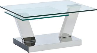 Vente-Unique Mesa de centro con tableros pivotantes OYRUS - Cristal templado y metal