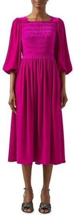 L.k. Bennett Callista Shirred Velvet Dress in Magenta at Nordstrom Rack, Size 10 Us / 14 Uk