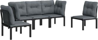 vidaXL Juego De Muebles De Jard&iacute;n 5 Pzas Rat&aacute;n Sint&eacute;tico Negro Y Gris Vidaxl