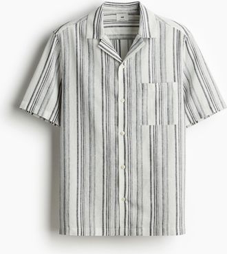 H&M Freizeithemd aus Leinenmix in Regular Fit - White