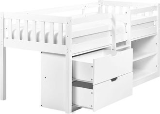 Beliani Mid Sleeper Bed Wood SUSVILLE 90 x 200 cm (EU Single) White