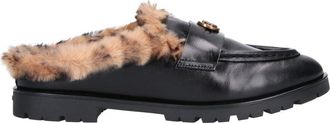Pinko Black Kate Faux Fur Lined Leather Mules