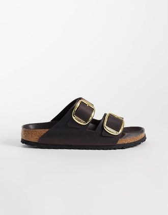 Birkenstock Arizona - Sandali in pelle marrone habana con fibbia grande