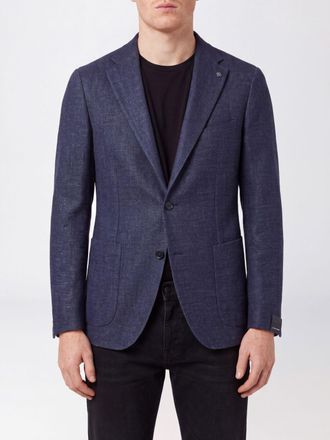 Tagliatore Single-Breasted Blazer in Virgin Wool and Silk with Peak Lapels