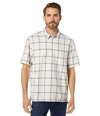 Madewell Shirt Mens White Check Popover Short Sleeve Regular Fit JDM873