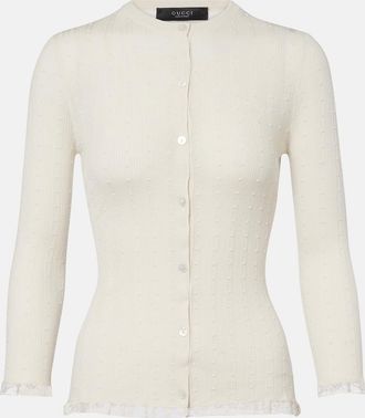 Gucci Cardigan in lana con pizzo