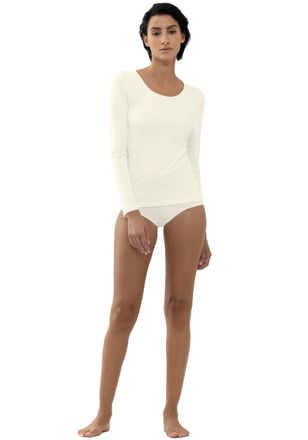 Mey Langarmshirt MEY Emotion, Damen, Gr. 36, beige (champagner), Feinripp, Obermaterial: 50% Viskose, 46% Polyamid, 4% Elasthan, figurbetont h&uuml;ftbedeckend