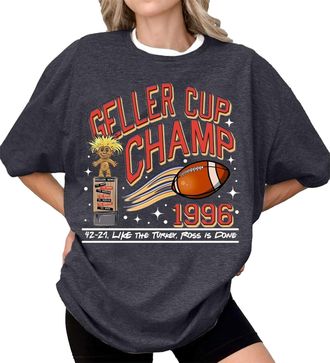 Generic 2025 Spring Tops for Women Fashion T Shirt Trendy Geller Cup Shirt Friends TV Show Tee Football Trophy Graphic Tee Retro 1996 Geller Bowl Shirt Shirt 