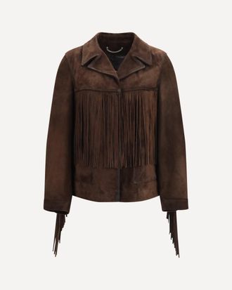 Golden Goose Giacca Journey in pelle con frange Woman 42