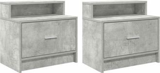 vidaXL Vidaxl - Bedside Cabinets with Drawer 2 pcs Concrete Grey 51x31x47 cm