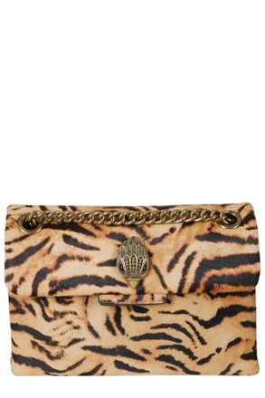 Kurt Geiger Structured Camel Tiger Stripe Shoulder Bag With Magnetic Closure