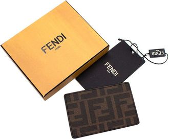 Fendi Monogram Zucca FF Logo Leather Card Holder