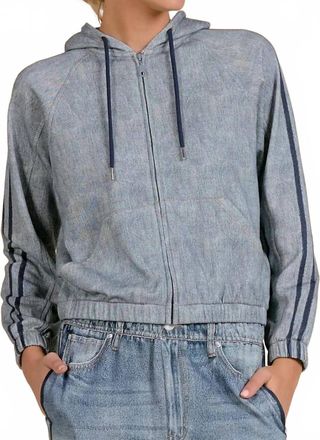 Elan Womens Bomber Hoodie In Blue