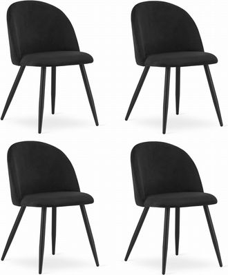 OEM Silla Bello - Terciopelo Negro / Patas Negras X 4