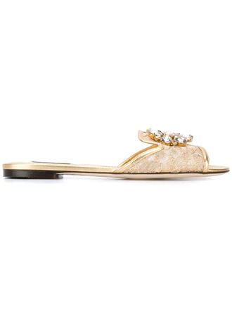 Dolce & Gabbana Womens Rainbow Slide In Lurex Lace With Brooch