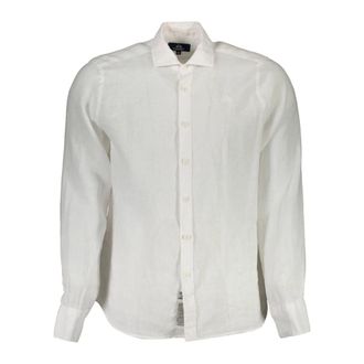 La Martina Wit Overhemd met Lange Mouwen Geborduurd Logo - Heren - Casual Overhemden - Wit - L - Overhemden
