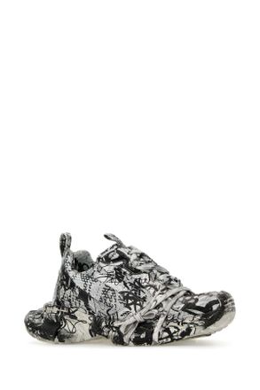 Balenciaga Womens Printed Mesh And Rubber 3xl Sneakers Whiteblack