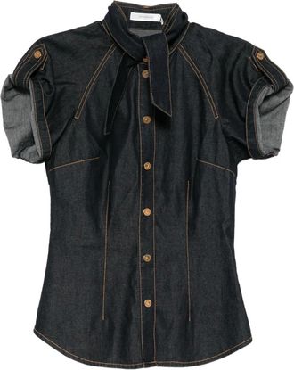 Zimmermann Camicia denim con collo lavalli&egrave;re - Blu
