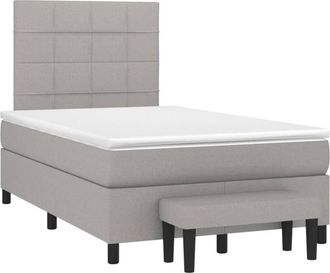vidaXL Cama Box Spring Con Colch&oacute;n Tela Gris Claro 120x200 Cm Vidaxl
