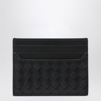 Bottega Veneta Woven leather card holder in black and blue