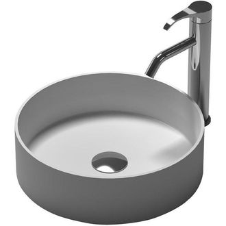 NEMO Stock Java Style opbouwwastafel rond 380 x 380 x 110 mm solid surface mix van polyesterhars en natuurlijke mineralen mat wit