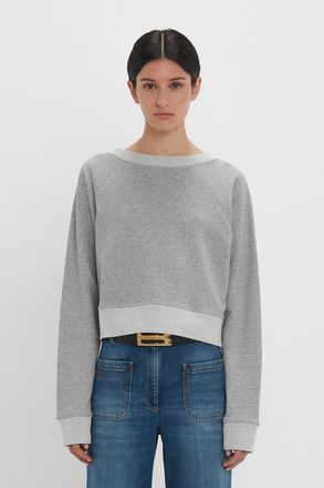 Victoria Beckham Constance Sweatshirt In Grey Marl XS